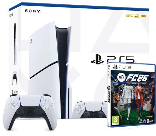 Sony PlayStation 5 Slim 1TB Blu-Ray + 2 בקרים + EA FC 26