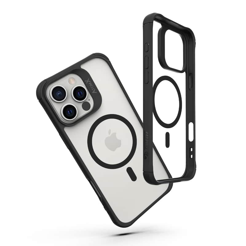 כיסוי Toiko AtomX MagSafe לאייפון 16 פרו מקס Apple iPhone 16 Pro Max בצבע שקוף מגסייף עם מסגרת שחורה