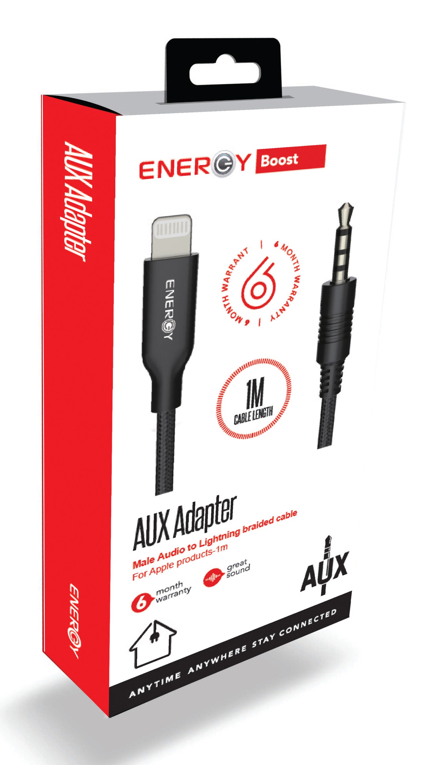 כבל Aux male ל-Lightning 1M,ENERGY