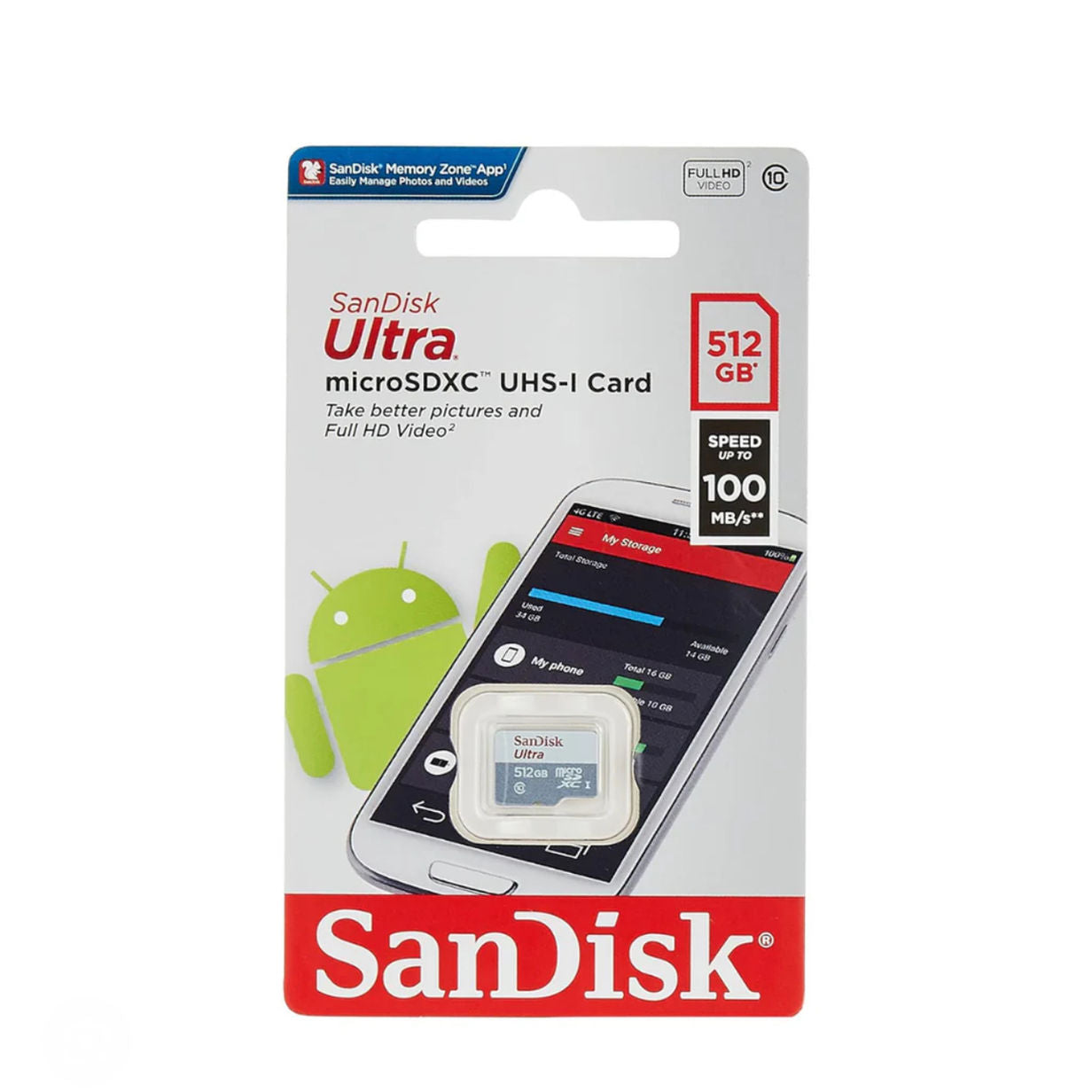 SanDisk Ultra microSD cards 100MB/s (White/ Gray) without adapter - 512GB