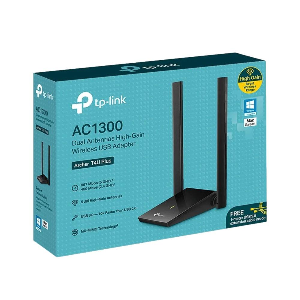 כרטיס רשת אלחוטי – TP-Link Archer T4U Plus AC1300 High Gain Wireless USB Adapter