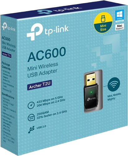 מתאם רשת אלחוטי TP-Link Archer T2U V3 AC600 Dual Band USB 2.0 600Mbps