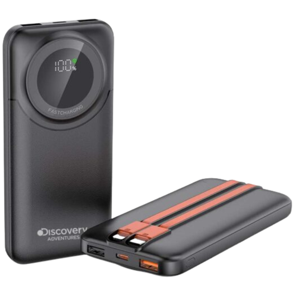 סוללת גיבוי ניידת עם צג דיגיטלי Discovery DS PB 210 10000mAh 22.5W - צבע שחור